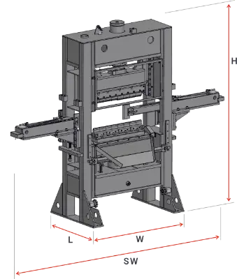 Cut stone slabs splitter - main dimensions